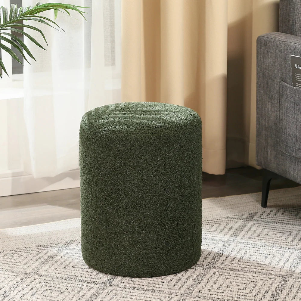 Zylindrischer Fußhocker aus Teddy-Fleece