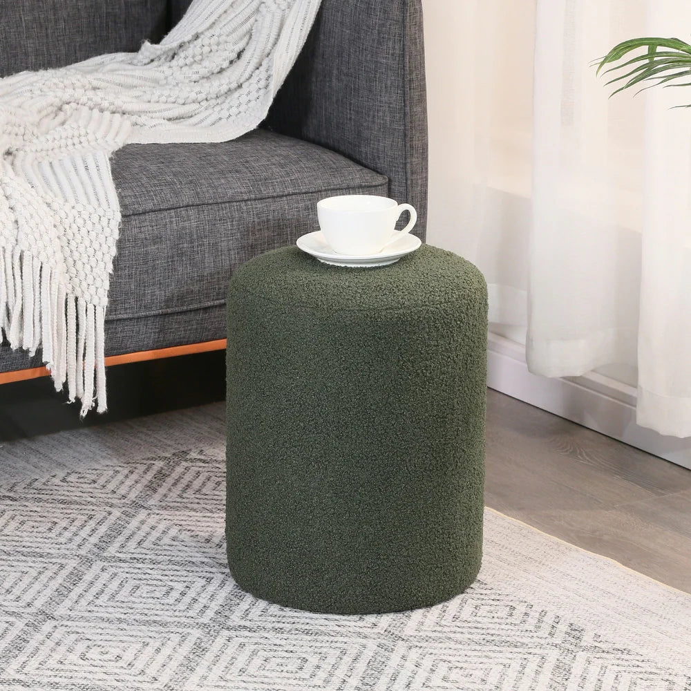 Zylindrischer Fußhocker aus Teddy-Fleece